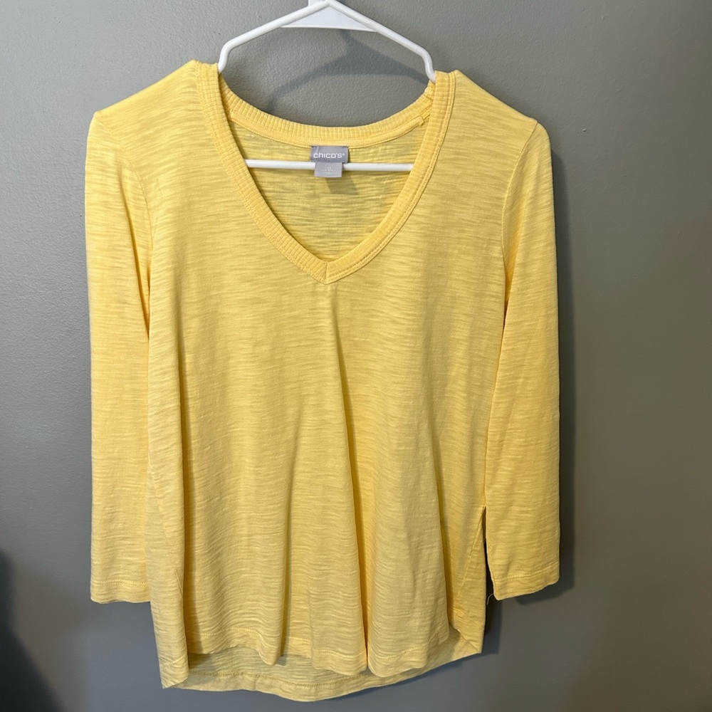 Chico’s Yellow 3/4 Sleeve Relaxed Tee